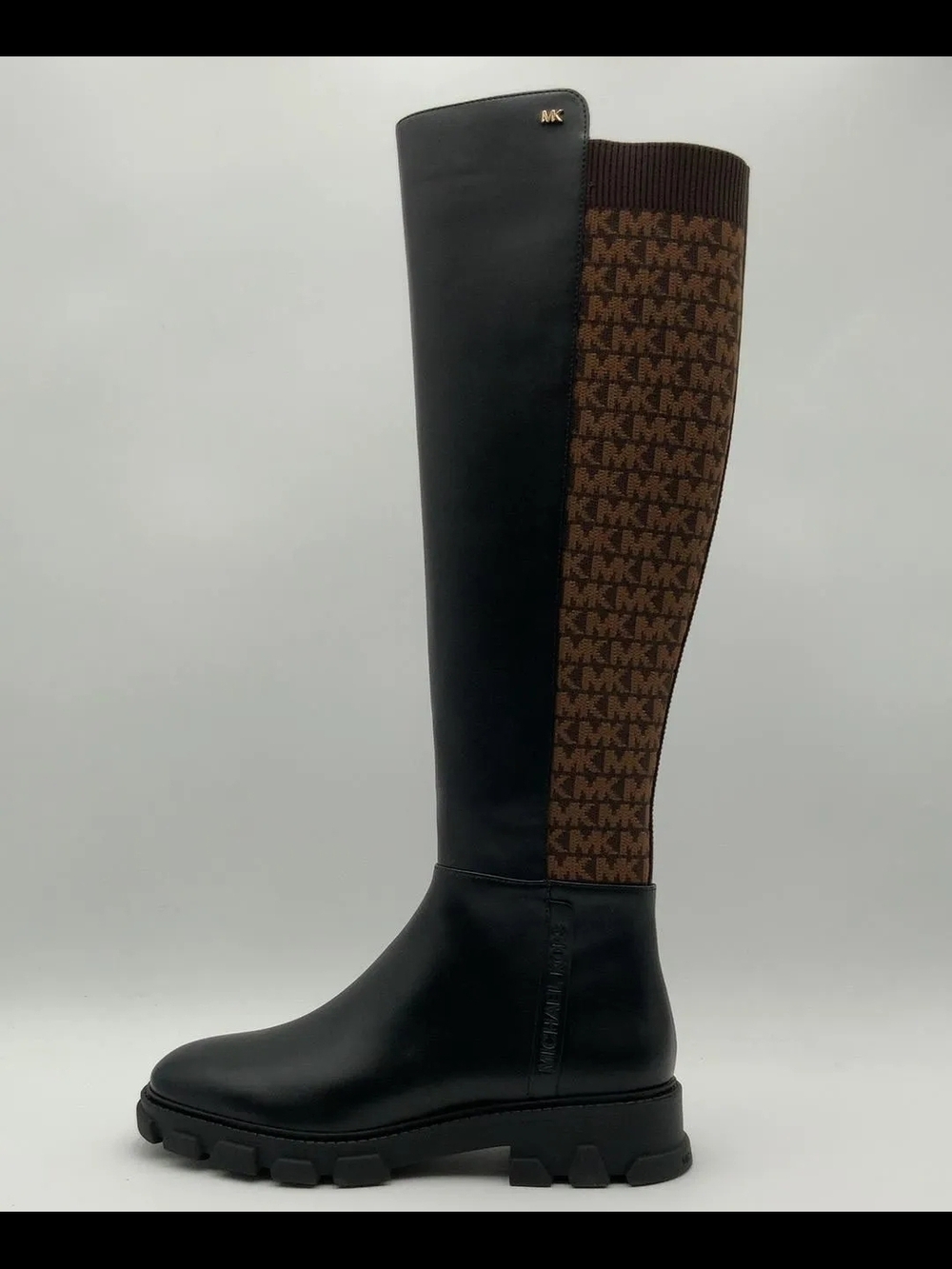 Michael Kors Black & Brown Logo Over-the-Knee Boot